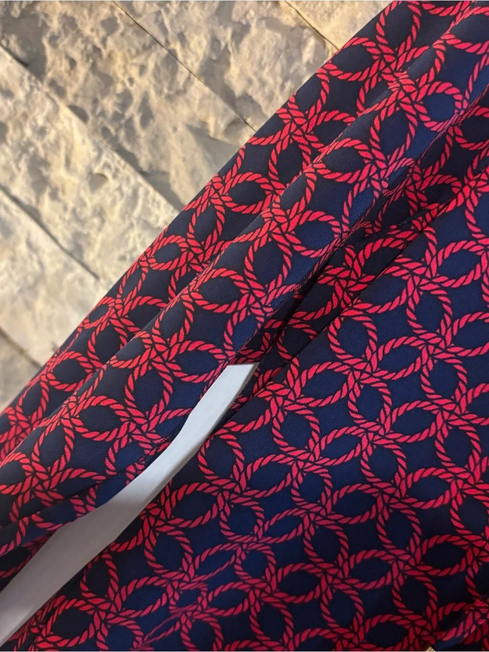 2 Michael Kors Red and Black/ Navy and White Lace-Up Geometric Pattern Tunic